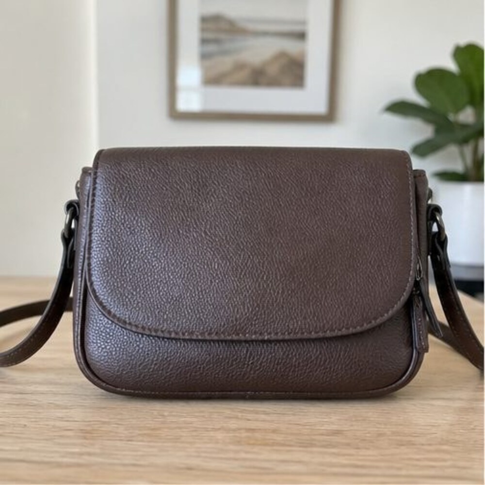 Brown Pebbled Crossbody Bag